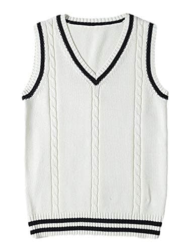 Gihuo Women's V-Neck Knitted School Uniform Tops