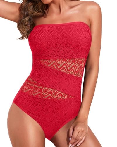 Sexy Women's Mesh One Piece Strapless Swimsuit