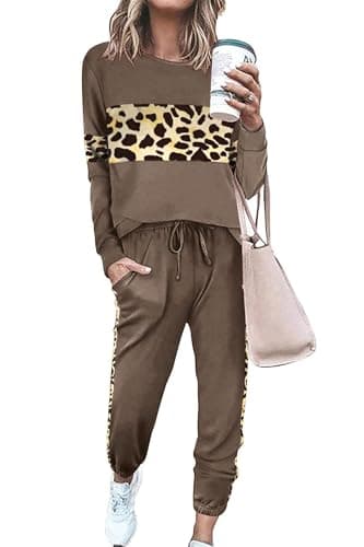 PrettyGarden Women's Color Block Tracksuit Crewneck Long Sleeve Tops & Pants