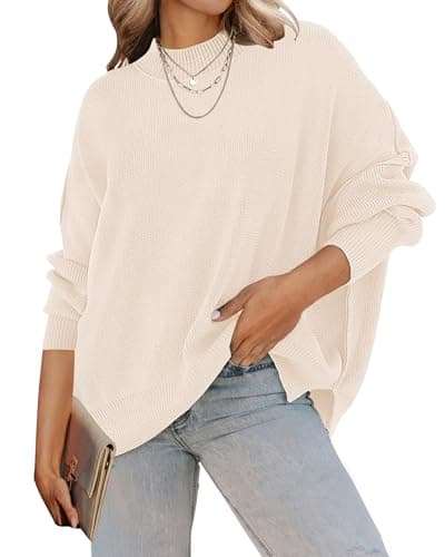 ZESICA Women's Casual Oversized Long Sleeve Ribbed Knit Pullover Sweater Tops