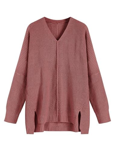 ZAFUL Women's Oversized V-Neck Long Sleeve Knit Sweater Trends Fall 2024