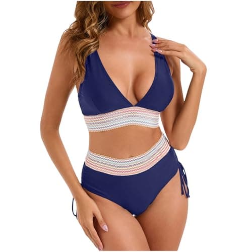 YNCSZEC Tummy Control High Waisted V-Neck Women's Two-Piece Bikini Set