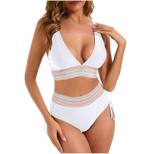 YNCSZEC Tummy Control High Waisted V-Neck Women's Two-Piece Bikini Set