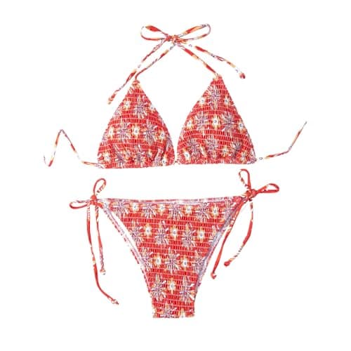 Plus Size Women's Sparkle Tie-Thong High-Waisted Swimwear