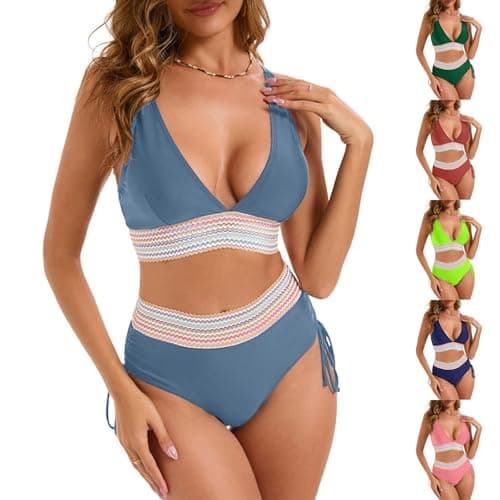 Cethrio Plus Size High Waisted Tummy Control Swimsuit