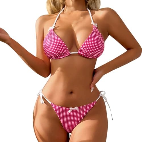 Cethrio Women's Plus Size Color Block Triangle Bikini Sets