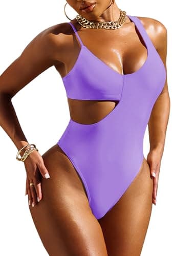 Pink Queen Women's Sexy One-Piece Swimsuit with Scoop Neck Cutout