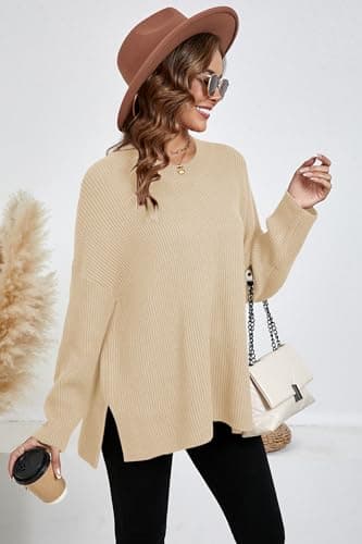 Zyyfly Women's Batwing Long Sleeve Oversized Sweater Tops