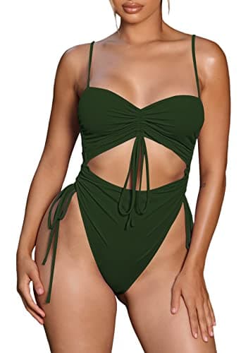 Viottiset Women's Cut-Out Drawstring Cheeky One-Piece Swimsuit