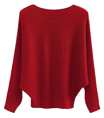 FULIER Women Oversized Batwing Sleeve Knitted Sweater Top