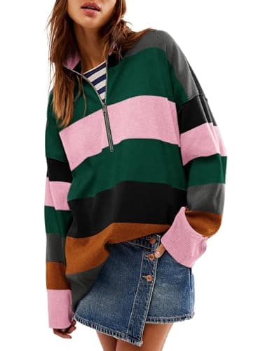 Yousify Oversized Women's Half Zip Turtleneck Sweater S-2XL