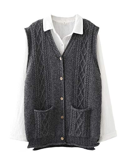 Minibee Women's Casual Sleeveless V-Neck Cardigan with Pockets