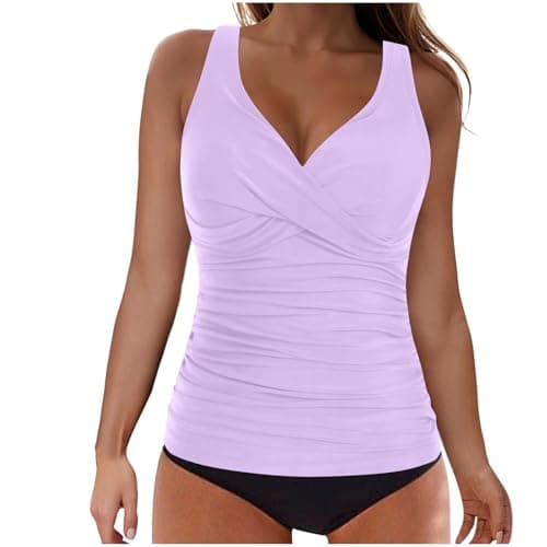 Cethrio Women's Modest Ruched Tankini Swimsuits