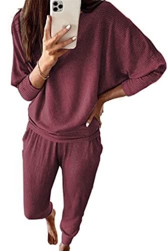 PRETTYGARDEN Women's Spring Fall Fashion 2Piece Sweatpants Long Sleeve Pullover Lounge Set