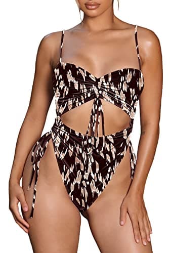 Viottiset Women's Cut-Out Drawstring Cheeky One-Piece Swimsuit