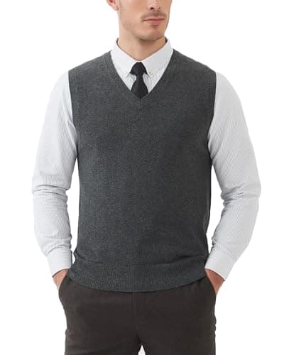 Kallspin Men's Wool Blended Relaxed Fit V-Neck Sleeveless Pullover