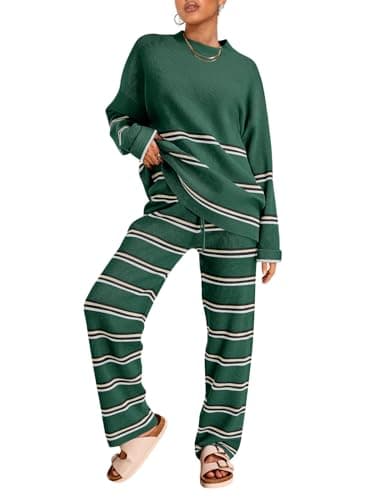 LILLUSORY 2025 Women's Oversized Striped Knit Lounge Sets