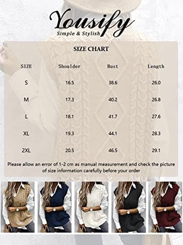 Yousify Women's Cable Knit Oversize Sleeveless Sweater Vest