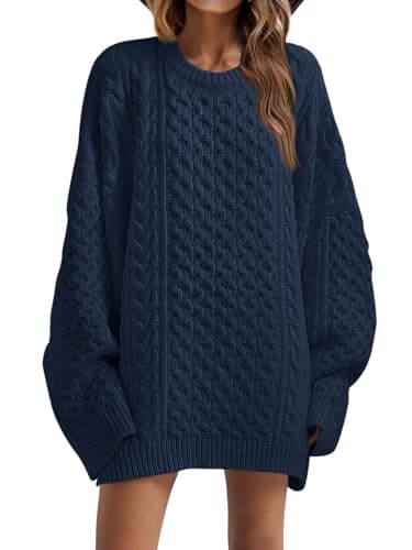 Saodimallsu Women's Oversized Chunky Cable Knit Long Sleeve Tunic Tops