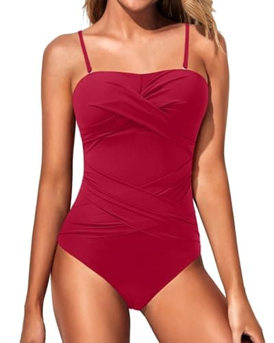 Strapless Tummy Control Swimsuit for Women - Retro Style