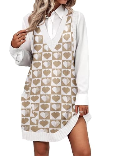 Zeagoo Women's V-Neck Knitted Sweater Dress with Pockets