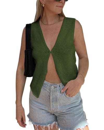 BZB Women's Summer Crochet Sleeveless Sweater Vest