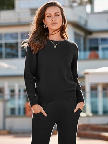 iChunhua Women's Warm Knit Sweater Set with Wide Leg Pants