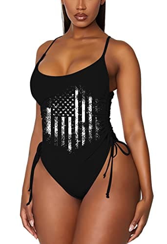 Viottiset Women's Ruched High Cut Tummy Control One Piece Bathing Suit