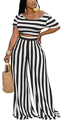 BFFBABY Women's Sexy Backless Crop Top & High Waist Wide Leg Pants Set