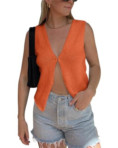 BZB Women's Summer Crochet Sleeveless Sweater Vest