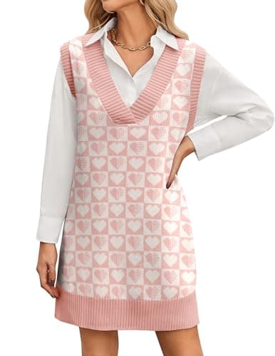 Zeagoo Women's Oversized V Neck Sweater Vest Dress