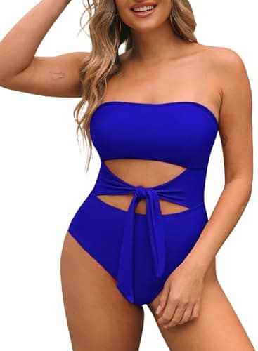 Pink Queen Women's Removable Strap Cutout High-Waist One-Piece Bathing Suit