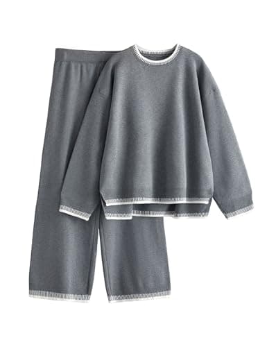 Lentta Women's Long Sleeve Knit Sweater & Wide Leg Pants Lounge Set