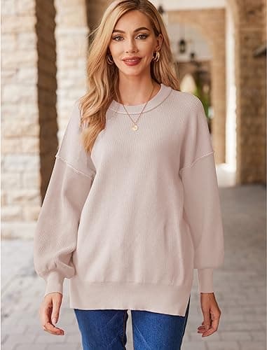 Soucrat Women's 2023 Fall Batwing Oversized Knit Sweater Trendy Side Slit