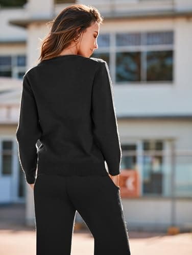 iChunhua Women's Warm Knit Sweater Set with Wide Leg Pants