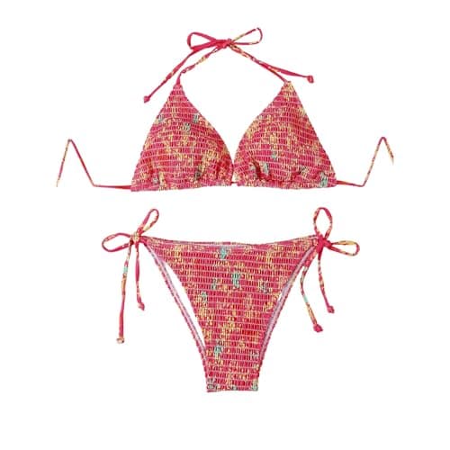 Plus Size Women's Sparkle Tie-Thong High-Waisted Swimwear