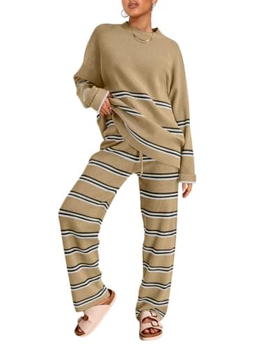 LILLUSORY 2025 Women's Oversized Striped Knit Lounge Sets