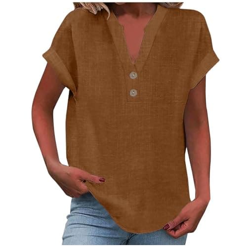 Lightweight Linen Shirts for Women Summer Casual Tops