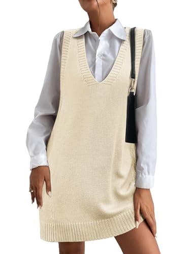 HOTOUCH Women's Oversized V-Neck Sweater Vest with Pockets