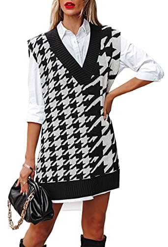 Viottiset Women's Oversized V-Neck Knit Sweater Vest