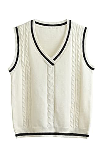 Women's Preppy Argyle Plaid Sleeveless Sweater Vest Casual Tank Top