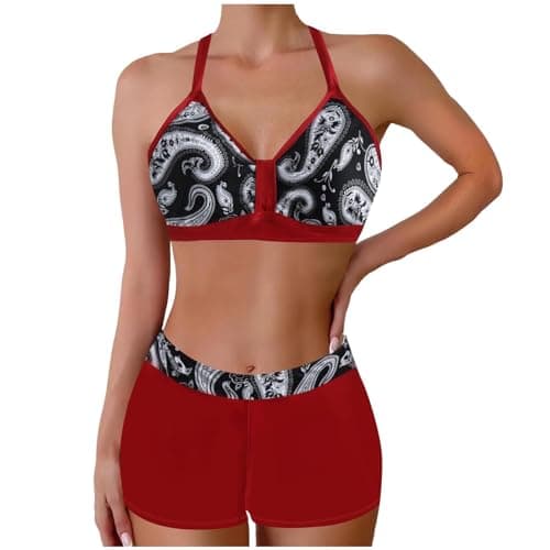 Cethrio Vintage Printed Plus Size Tankini and Boyshorts