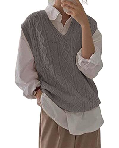 Holy Women's Oversized Cable Knit Sleeveless Sweater