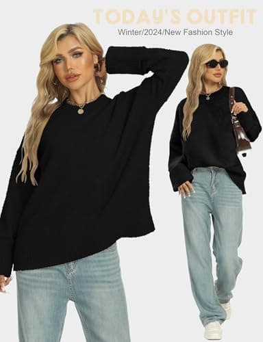 2025 Trendy Chunky Fuzzy Woman's Oversized Long Sleeve Sweater