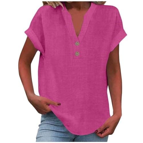 Lightweight Linen Shirts for Women Summer Casual Tops