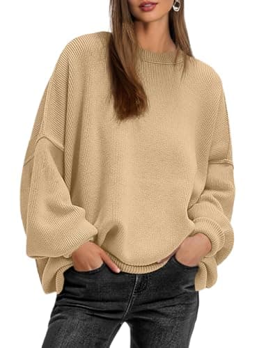 Lepunuo Women's Oversized Batwing Long-Sleeve Knit Sweater