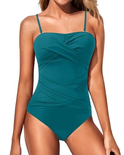 Strapless Tummy Control Swimsuit for Women - Retro Style