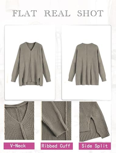 ZAFUL Women's Oversized V-Neck Long Sleeve Knit Sweater Trends Fall 2024