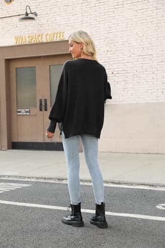 Liuerfeng 2024 Women's Fall Fashion Oversized Ripped Crewneck Pullover Sweater