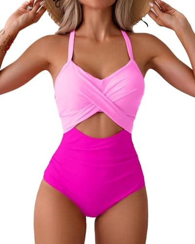 Limeeke Women's Tummy Control HighWaisted Cutout One Piece Swimwear